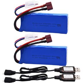 Blomiky 2 Pack 7.4V 2000mAh 60C Lipo Battery with Deans T Plug and USB Charger Cable for RC Drone RC Trucks Cars 7.4V 2000mAh T