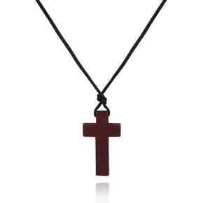 Natural Wood Cross Pendant Necklace for Men Women Boy Girls ， Simple Cross for Car Mirror Pendant,Wooden Cross Necklace Gift