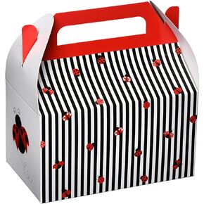Hammont Paper Treat Boxes - (10 Pack) - Party Favors Treat Container Cookie Boxes Cute Designs Perfect for Parties and Celebrations 6.25" x 3.75" x 3.5" (Ladybug)