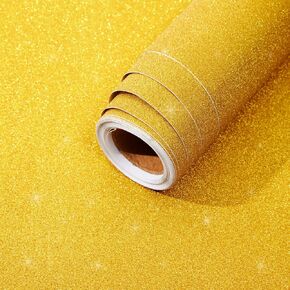 Bright Creations Gold Glitter Contact Paper Roll for DIY Crafts, Peel and Stick Art Decal for Scrapbooking (17.7 in x 16.5 Ft)