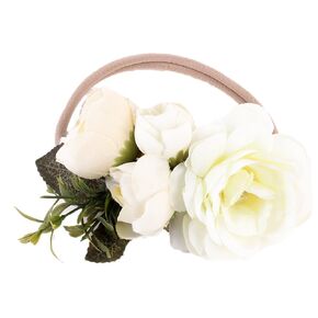 Ever Fairy Flower Crown Elastic Flower Headband Baby Girl Toddler Floral Crown Wreath Newborn Hair Accessories (White)
