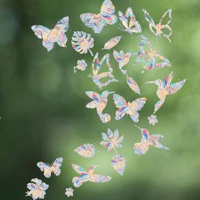 Various Patterns Static Rainbow Window Clings,Anti Collision Window Decals to Save Birds from Window Collisions,Transparent Glass Alert Rainbow Window Suncatcher Stickers (Bees Butterflies)