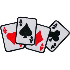 Ace Card Embroidered Iron On Patch Applique Poker Casino Gambling Red Las Vegas Ace Club Lucky Jack Queen King Ace Card