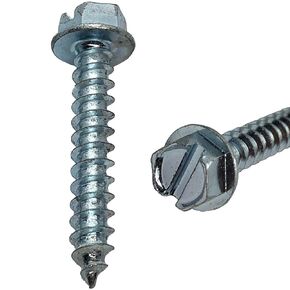 1.5" - #14 Lag Screw - Hex Head - Slotted Flange Head - Coarse Thread - Grade A-Zinc Coated 1-1/2 in x 1/4 in - Heavy Duty Wood Screw (100)