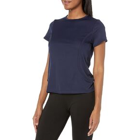 Grand Slam Women's Essential Solid Short Sleeve Tennis Tee Shirt with Mesh Trim
