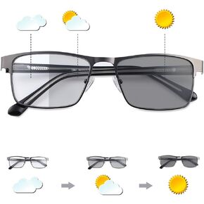 Photochromic Transition Nearsighted Distance Glasses For Men Women Spring Hinge Myopia Glasses Lightweight Negative Power Shortsighted Eyeglasses Black Full Frame Eyewear Anit UV & Glare Sunglasses