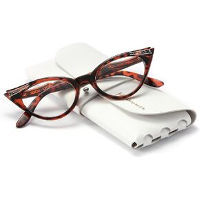 Lady's Cat-Eye Blue Light Blocking Reading Glasses for Women Tortoiseshell Plain light R1109