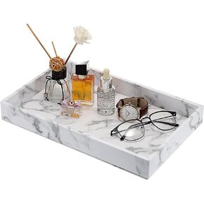 صينية تقديم العطور من الجلد الصناعي من ELLDOO، مقاس 13 × 8.3 صينية مزخرفة لحلية مجوهرات الماكياج، صينية تنظيم ديكور المنزل الحديث لطاولة القهوة في الحمام in Kuwait