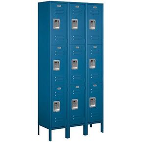 Salsbury Industries 63362BL-U Triple Tier 36-Inch Wide 6-Feet High 12-Inch Deep Unassembled Standard Metal Locker, Blue