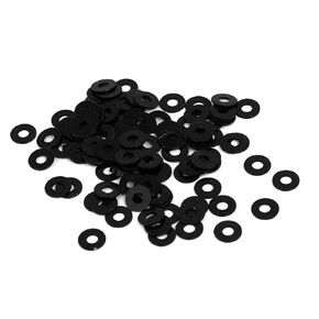 uxcell M1.4 x 4mm x 0.3mm Metal Flat Washers Spacers Gaskets Fastener Black 100PCS