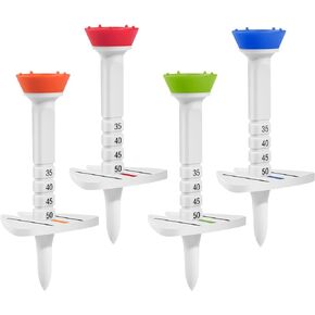 Adjustable Height Golf Tees, Plastic Golf Tees with Swing Visual Guide, 3-1/4 in Durable Golf Tees with Triangle Directional Design Mark Adjustable Height Golf Accessories