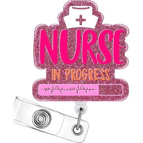 حامل بكرة شارة قابل للسحب مع مشبك هوية للممرضة وبطاقة اسم اسم التمريض ICU ER RN LPN وغرفة الطوارئ والتمريض والطالب والمدرس والطبيب المساعد الطبي للعمل والمكتب ومشبك التمساح ملحقات شارة