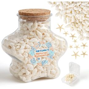 Tiny Sea Shells and Natural Starfish for Crafting, Mixed Ocean Beach Mini Seashells Bulk for Decorations,Vase Filler,Beach Theme Party(200g)