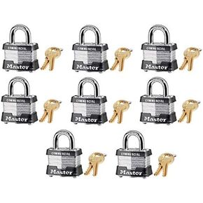 Master Lock 3KA-3210 1-1/2" Laminated Keyed Alike Padlocks - Quantity 8
