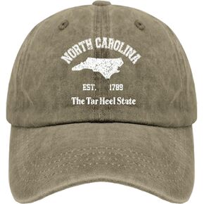 North Carolina The Tar Heel State Hats Baseball Hat for Women Pigment Black Mens Hats and Caps Gifts for