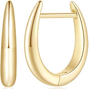 SPOINT Hoop Earrings 14K Gold Huggie Earrings for Women Gold Earrings for Women’s Hoop Earrings U-shaped Small Hoops 16mm