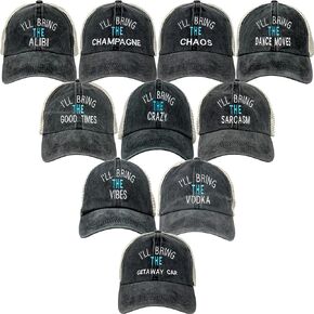 Funky Junque Women's Baseball Cap I'll Bring The Saying Hat Bridal Bachelorette Party Cotton Mesh Adjustable Snapback Summer