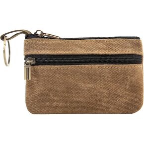 محفظة عملات معدنية، محفظة صغيرة للتغيير، حقيبة عملات قماشية مع سلسلة مفاتيح، حقيبة محفظة صغيرة لمفتاح تغيير النقود، حقيبة نقود، محفظة سلسلة مفاتيح (قهوة) in Kuwait