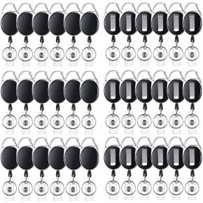 E&EY 50 Pack Badge Retractable Reels Clips Bulk for Name ID Holder, Badge Reel with Belt Clip and Key Ring, Heavy Duty, Keychain for Office Worker Nurse Doctor
