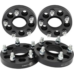 VLAOSCHI محولات عجلات محورية سوداء مزورة 5x5 إلى 5x4.5 1 بوصة مع مسامير 1/2 بوصة متوافقة مع Jeep 5 Lug 5x127 إلى 5x114.3 لـ 2007-2018 Wrangler JK | 1999-2010 Grand Cherokee WJ WK - حزمة من 4