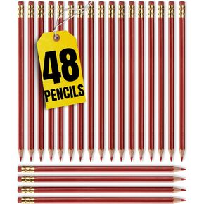 1InTheOffice Red Grading Pencils #2 Lead, Red Pre Sharpened Checking Pencils 48 Pack