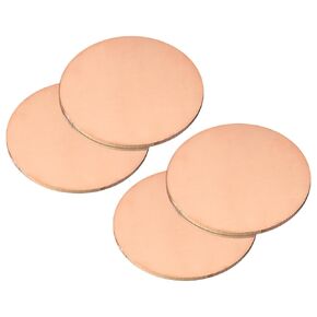 uxcell Pure Copper Sheet, 4pcs 2 3/8" x 0.08" 12 Gauge T2 Copper Metal Round Plate for Crafts, Electrical Repairs