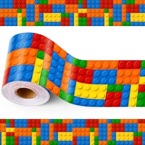 65 Feet Building Block Bulletin Board Borders Colorful Blocks Bulletin Border Blackboard Straight Trim Borders Back to School Decoration for School Classroom Office and Home