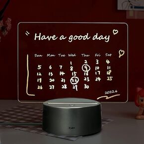 Acrylic Dry Erase Board 16 Colors Can Remote Control Light 7.3x5x0.2" Clear Desktop Note Memo Board, Includes Dry Erase Markers, Rewritable Night Light with Message Board, Soft Light Desk Lamp Gift