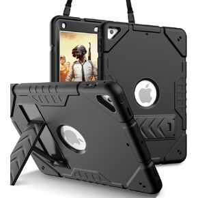 iPad 6th/5th Generation Case 9.7 Inch(2018/2017), iPad Air2 Case, 2 in 1 Heavy Duty Military Grade Shockproof Rugged Protective Cover for Kids with Built-in Stand(Black