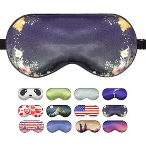 Sleep Mask,Silk Eye Mask for Sleeping,Eye Sleep Shade Cover for Women&Men with Adjustable Straps,Light Blocking Night Blindfold,Travel Eye Mask, American Flag