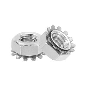 uxcell 25Pcs 3/8"-16 K-Lock Nut with External Tooth Washer, 304 Stainless Steel Star Locking Nuts Washers, Silver