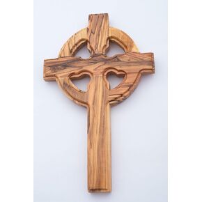 Olive Wood Gifts Shop Hand Made Olive Wood Celtic Cross (6.3 Inch) - Wall Hanging, Catholic/Latin Irish Cross Décor Art from the Holy Land Where Jesus Was Born, Crucified and Rose on the 3rd Day