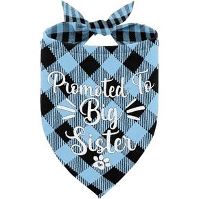 Dog Bandana, Promoted to Big Sister Dog Bandana, Dog Scarf Classical Plaid Printing, Dog Scarf Accessories, Dog Bandana Pet Scarf, Pet Plaid Scarf Gender Reveal Accessories, Dog Bandana Gift (F8)