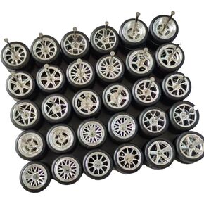 1/64 Scale Mixed/Random Real Riders Wheels Set - Chrome Finish (Electroplating) - Rims and Tires for 10 Cars, Compatible with Hot Wheels/Matchbox