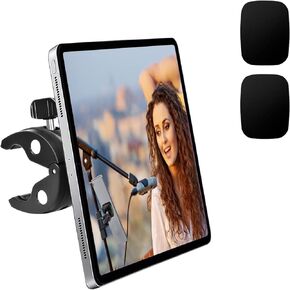 Magnetic Spin Bike Mount Tablet Holder for 4-13" iPad & Phone Indoor Cycling Elliptical Treadmill Exercise Clamp Stand for iPad Pro 12.9 Air Mini, Galaxy Z Fold, Kindle Fire HD, iPhone etc
