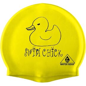 Water Gear Latex Swim Cap - Swimming Caps for Girls Long Hair - Waterproof Swimming Cap for Young Swimmers - Comfortable for Short and Long Hair - Yellow Chick in Saudi Arabia