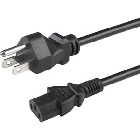 Three Prong Computer Power Cord Standard, 5Ft Ps3 Power Cables Kettle Plug Power Lead, 10A 125v C13 Printer Plug Cable 3 Prong Iec Power Cable Monitor Ac Plug Us Power Plug