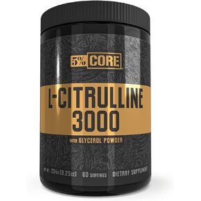 5% Nutrition Core L-Citrulline 3000 with Glycerol | Nitric Oxide Booster & Muscle Pump Supplement | Pre-Workout Additive | Unflavored (60 Servings)