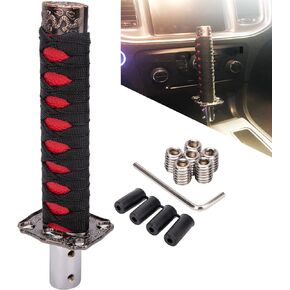 Katana Shift Knob Samurai Sword Gear Shifter with 4 Adapters for Manual Cars Most Automatic Cars Black+Red