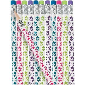 Fun Express Paw Print Pencils - Educational And Learning Activities For Kids - VBS Vacation Bible School Supplies/Decor - 24 Pieces