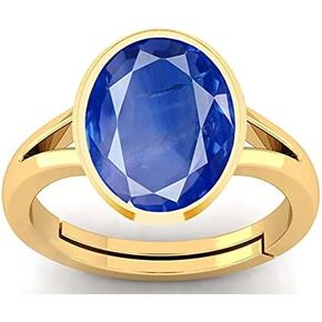 Natural Certified Original Blue Sapphire Gemstone 5.55 Carat Birthstone 22k Gold Plated Ring Oval Shape/Stone Ring/Promise Ring/Gift Ring for Men Or Women's