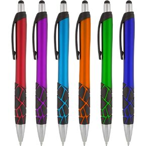 Stylus Pens -2 in1 Capactive Touch Screen with Ballpoint Writing Pen Sensitive Stylus Tip For Your iPad iPhone Samsung Galaxy & All Smart Devices -Metallic Barrel - Assorted Colors Comfy Grips,12 Pack