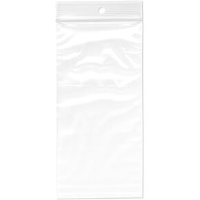 Plymor 3" x 6" (Pack of 100), 2 Mil with Hang-Hole Zipper Reclosable Plastic Bags