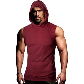 GIVON Mens Slim Fit Thin Super Lightweight Sleeveless Hoodie With Kanga Pocket