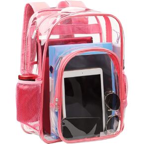 Clear Backpack School Bag Stadium Approved Heavy Duty Large PVC Laptop Transparent Backpack See Through Backpack for Sports, Work, Stadium, Security, Travel, College - H18''xW14''xD8“ - Black