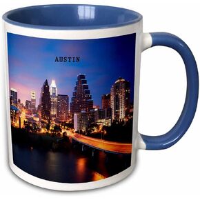 3dRose mug_62232_4 "Austin Texas" Two Tone Black Mug, 11 oz, Multicolor