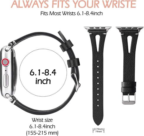 جلد بني من Wearlizer متوافق مع أحزمة ساعة Apple مقاس 38 مم 40 مم 41 مم لساعة iWatch SE للسيدات والرجال، أشرطة معصم بفتحة مثلثة خاصة (إبزيم معدني فضي) سلسلة 9/8/7/6/5/4/3/2/1 in Kuwait