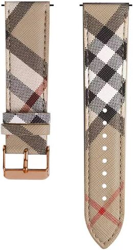 Designer Band for Samsung Galaxy Watch 4/5/6 40mm 44mm, Watch 6 Classic 43mm 47mm/Watch 5 Pro 45mm/Active 2/Watch 3/Watch 4 Classic, 20mm Luxury Beige Plaid Elements Leather Band for Galaxy Watch in Saudi Arabia