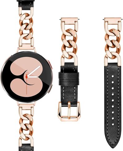سوار مصمم لساعة Samsung Galaxy Watch 4/5/6 40mm 44mm، Watch 6 Classic 43mm 47mm/Watch 5 Pro 45mm/Active 2/Watch 3/Watch 4 Classic، 20mm سوار جلد فاخر منقوش باللون البيج لساعة Galaxy Watch in Saudi Arabia