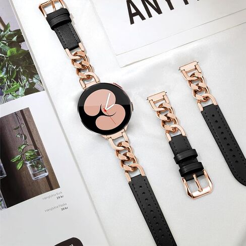 سوار مصمم لساعة Samsung Galaxy Watch 4/5/6 40mm 44mm، Watch 6 Classic 43mm 47mm/Watch 5 Pro 45mm/Active 2/Watch 3/Watch 4 Classic، 20mm سوار جلد فاخر منقوش باللون البيج لساعة Galaxy Watch in Saudi Arabia